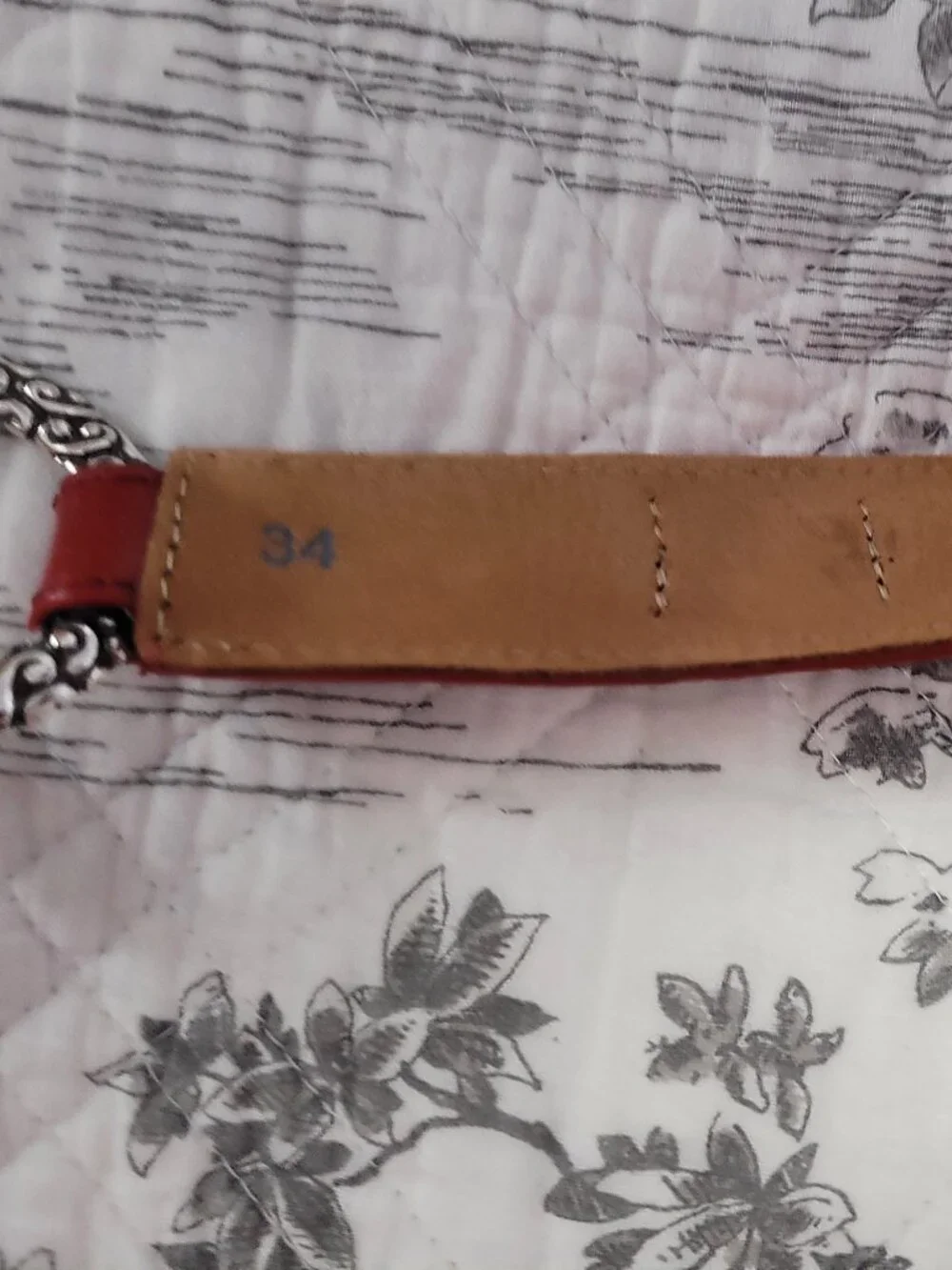 Brighton Red Leather Belt with Silver Size 34 x 1
